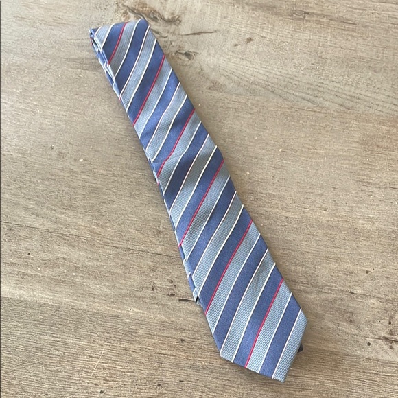 Men’s Egara Classic Striped Blue & Multicolor Silk Tie - Picture 1 of 4